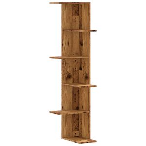 vidaXL antik fa sz&iacute;nű szerelt fa fali sarokpolc 36,5 x 36,5 x 140 cm
