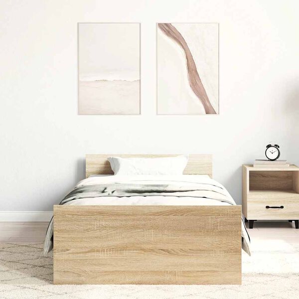 vidaXL sonoma tölgy színű szerelt fa ágykeret matrac nélkül 90x190 cm