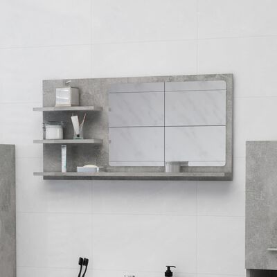 vidaXL betonszürke forgácslap fürdőszobai tükör 90 x 10,5 x 45 cm