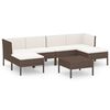 vidaXL 7 r&eacute;szes barna polyrattan kerti b&uacute;torszett p&aacute;rn&aacute;kkal