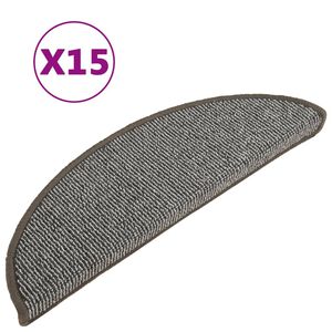 vidaXL 15 db sz&uuml;rke f&eacute;lk&ouml;r alak&uacute; l&eacute;pcsőszőnyeg 56 x 17 x 3 cm