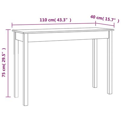 vidaXL szürke tömör fenyőfa tálalóasztal 110 x 40 x 75 cm