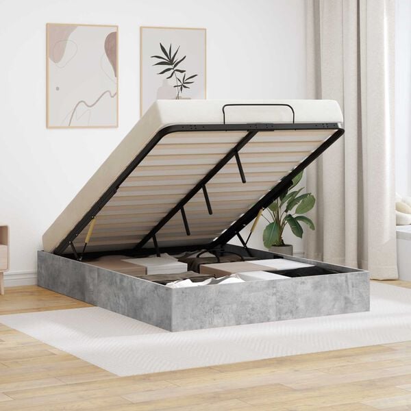 vidaXL Ottom&aacute;n &Aacute;gykeret t&aacute;rol&oacute;val Beton Sz&uuml;rke 135 x 190 cm Faanyag