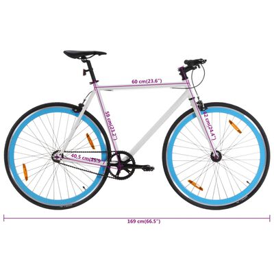 vidaXL fehér és kék örökhajtós kerékpár 700c 59 cm