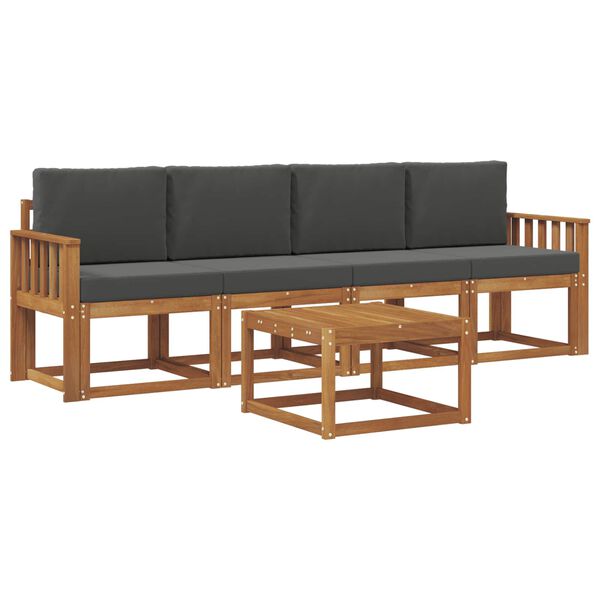 vidaXL K&uuml;lt&eacute;ri kanap&eacute; szett p&aacute;rn&aacute;val 5 pcs Term&eacute;szetes &eacute;s antracit