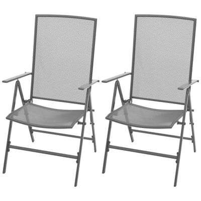 vidaXL 2 db szürke rakásolható acél kerti szék