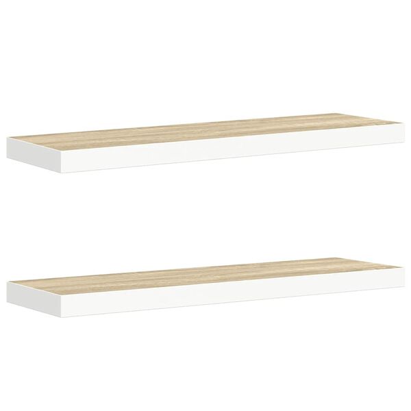 vidaXL 2 db t&ouml;lgysz&iacute;nű &eacute;s feh&eacute;r MDF lebegő fali polc 80x23,5x3,8 cm