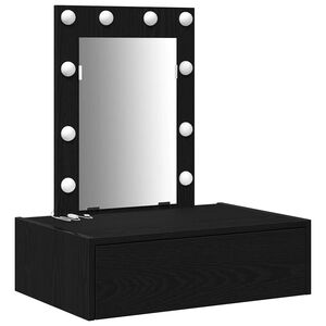 vidaXL &Ouml;lt&ouml;zk&ouml;dőasztal t&uuml;k&ouml;r l&aacute;mp&aacute;kkal Fekete 60 x 40 x 70 cm Faanyag