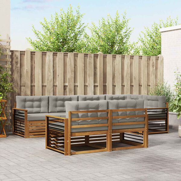 vidaXL K&uuml;lt&eacute;ri kanap&eacute; szett 7 pcs Term&eacute;szetes &eacute;s Vil&aacute;gossz&uuml;rke