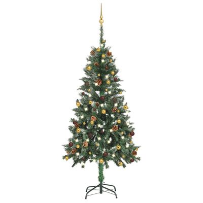 vidaXL megvilágított műkarácsonyfa gömb szettel 150 cm