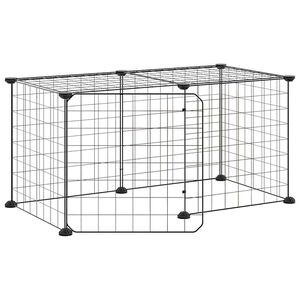 vidaXL 8 paneles fekete ac&eacute;l kis&aacute;llatketrec ajt&oacute;val 70x35x35 cm