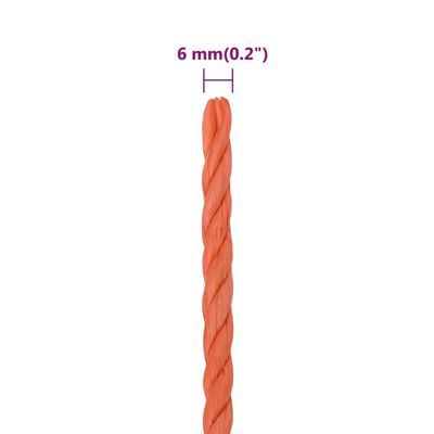 vidaXL narancssárga polipropilén munkakötél 6 mm 250 m