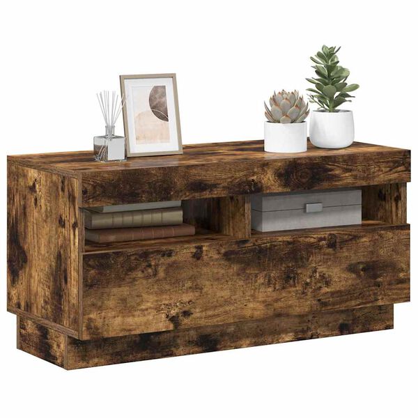 vidaXL füstös tölgy színű TV-szekrény LED-világítással 80 x 35 x 40 cm