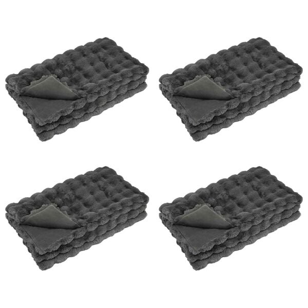 vidaXL Műnyúl szőrmés takaró 4 pcs Sötétszürke 130 x 150 cm Poliészter