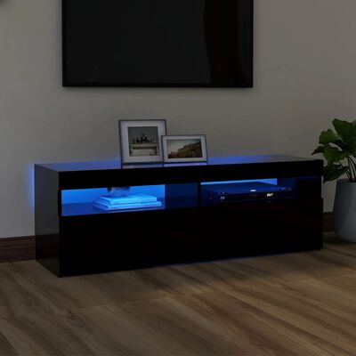 vidaXL fekete TV-szekrény LED-lámpákkal 120 x 35 x 40 cm