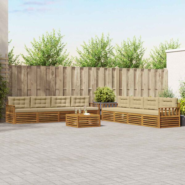 vidaXL K&uuml;lt&eacute;ri kanap&eacute; szett p&aacute;rn&aacute;val 9 pcs Term&eacute;szetes &eacute;s b&eacute;zs