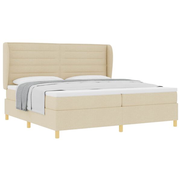 vidaXL Boxspring &aacute;gy matraccal S&ouml;t&eacute;tsz&uuml;rke 90x190 cm Sz&ouml;vet Kr&eacute;m
