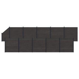 vidaXL Ker&iacute;t&eacute;s K&eacute;szlet 11 db 1830 x 186 cm WPC &eacute;s Alum&iacute;nium Fekete
