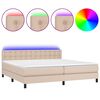 vidaXL cappuccino sz&iacute;nű műbőr rug&oacute;s &aacute;gy matraccal &eacute;s LED-del 200x200cm