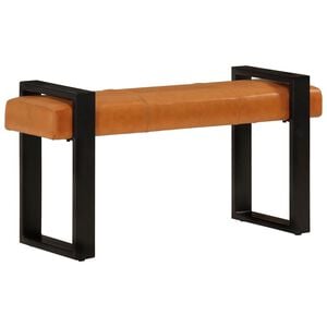 vidaXL fekete-barna val&oacute;di kecskebőr pad 110 cm