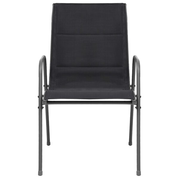 vidaXL 4 db fekete rakásolható acél és textilén kerti szék