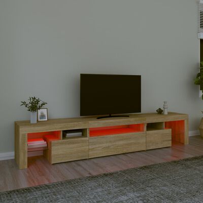 vidaXL sonoma-tölgy színű TV-szekrény LED-lámpákkal 215x36,5x40 cm