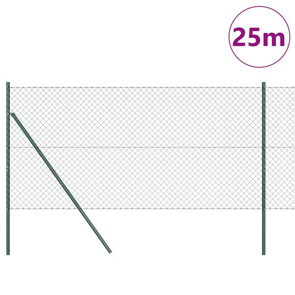 vidaXL Ker&iacute;t&eacute;soszlop Z&ouml;ld 25 x 1 m (40 x 40 mm-es h&aacute;l&oacute;val) Ac&eacute;l &eacute;s PVC