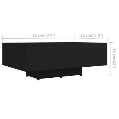 vidaXL fekete forgácslap dohányzóasztal 85 x 55 x 31 cm