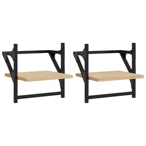 vidaXL 2 db sonoma t&ouml;lgy sz&iacute;nű fali polc r&uacute;ddal 30 x 25 x 30 cm