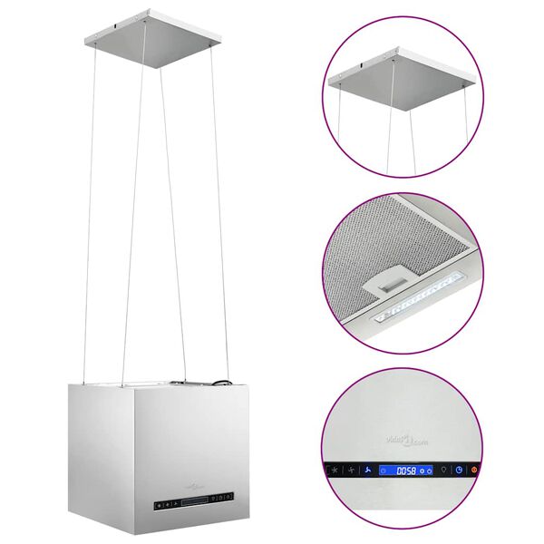 vidaXL rozsdamentes acél LCD érintőképernyős sziget páraelszívó 37 cm