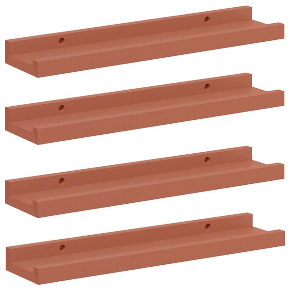 vidaXL Falpolc polcokkal t&aacute;rol&oacute;val 4 pcs Piros 40 x 9 x 3 cm Faanyag