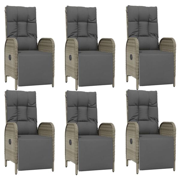 vidaXL 7 r&eacute;szes sz&uuml;rke polyrattan kerti &eacute;tkezőgarnit&uacute;ra p&aacute;rn&aacute;val