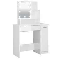vidaXL magasfényű fehér fésülködőasztal LED-del 86,5 x 35 x 136 cm