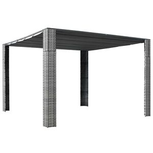 vidaXL sz&uuml;rke &eacute;s antracit polyrattan pavilon tetővel 300x300x220 cm