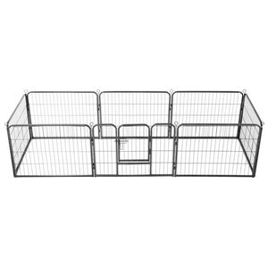 vidaXL fekete sz&iacute;nű ac&eacute;l kutyakennel 8 panelből 60 x 80 cm