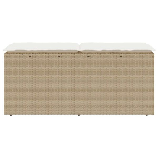 vidaXL bézs polyrattan kerti pad párnával 110x40x44 cm