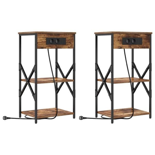 vidaXL &Eacute;jjeliszekr&eacute;ny 2 pcs F&uuml;st&ouml;lt t&ouml;lgy 41 x 31 x 76 cm Faanyag