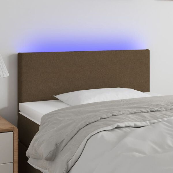 vidaXL s&ouml;t&eacute;tbarna sz&ouml;vet LED-es fejt&aacute;mla 100x5x78/88 cm