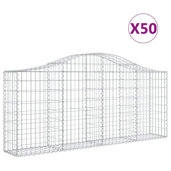 vidaXL 50 db íves horganyzott vas gabion kosár 200x30x80/100 cm