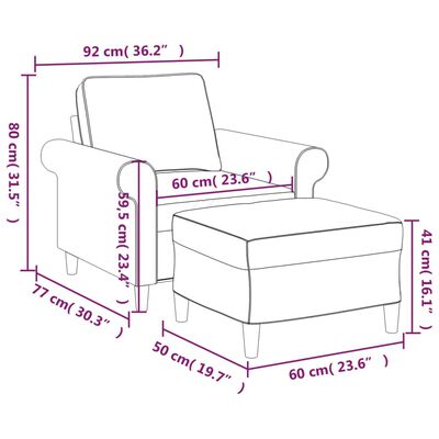 vidaXL világosszürke szövet kanapéfotel lábtartóval 60 cm