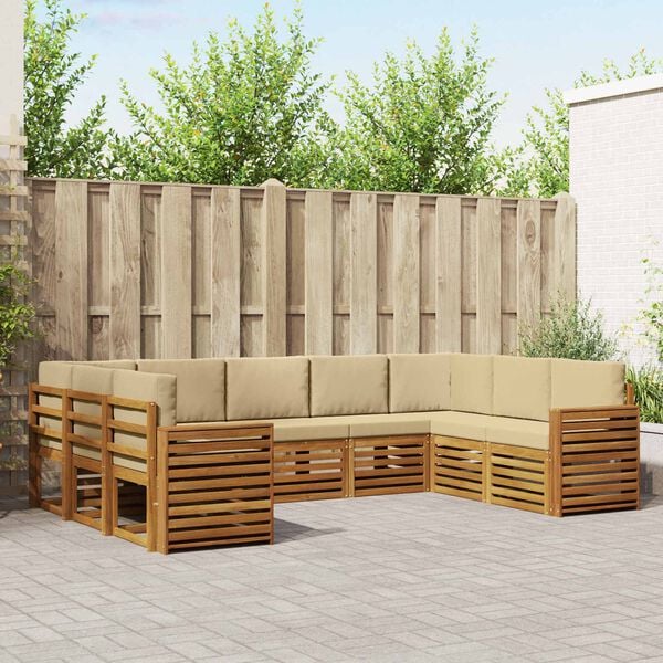 vidaXL &Uuml;lőgarnit&uacute;r&aacute;k p&aacute;rn&aacute;val 9 pcs Term&eacute;szetes &eacute;s b&eacute;zs T&ouml;m&ouml;r Ak&aacute;cfa