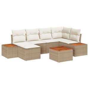 vidaXL Kerti Kanap&eacute; Szett 7 db 6-&Uuml;lőhelyek sz&aacute;ma Beige &eacute;s kr&eacute;m
