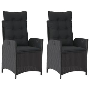 vidaXL 2 db fekete polyrattan d&ouml;nthető kerti sz&eacute;k p&aacute;rn&aacute;val