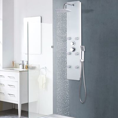 vidaXL fehér üveg zuhanypanel 25 x 44,6 x 130 cm