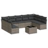 vidaXL 10 r&eacute;szes sz&uuml;rke polyrattan kerti &uuml;lőgarnit&uacute;ra p&aacute;rn&aacute;kkal