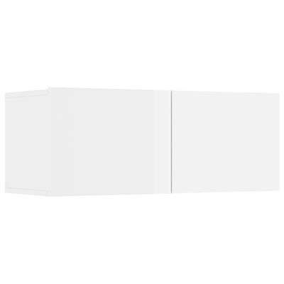 vidaXL 4 db magasfényű fehér szerelt fa fali TV-szekrény 80x30x30 cm