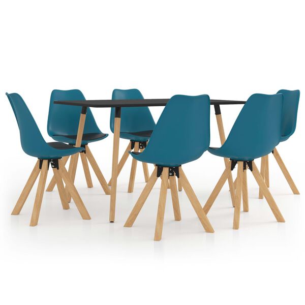 vidaXL 7 r&eacute;szes t&uuml;rkizk&eacute;k &eacute;s fekete &eacute;tkezőszett