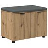 vidaXL Cipőpad P&aacute;rn&aacute;val K&eacute;zműves T&ouml;lgy 60 x 38 x 46 cm Szerelt Fa