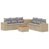 vidaXL Kanap&eacute; Szett 8 db Beige &eacute;s Vil&aacute;gossz&uuml;rke Poli rattan &eacute;s ac&eacute;l