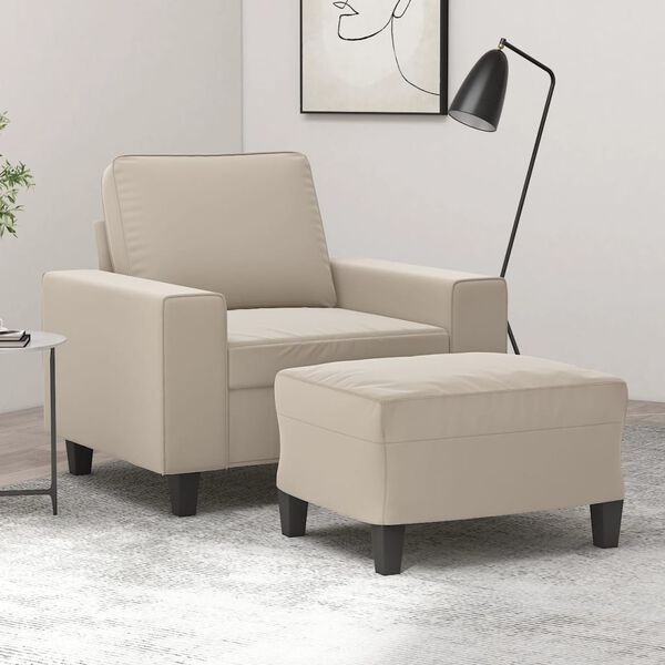 vidaXL kr&eacute;msz&iacute;nű mikrosz&aacute;las sz&ouml;vet kanap&eacute;fotel l&aacute;btart&oacute;val 60 cm